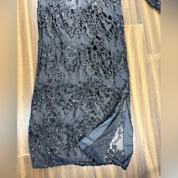 Size L Sheer Long Sleeved Animal Print Maxi Key Hole Round Neck Dress whimsigoth - Picture 7 of 13